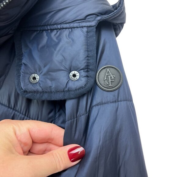 Abercrombie & Fitch Navy Hooded Puffer Jacket Size S - Picture 11 of 15